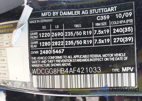 2010 Mercedes-Benz Glk 350 4Matic из США, поврежденный, VIN WDCGG8HB4AF421033